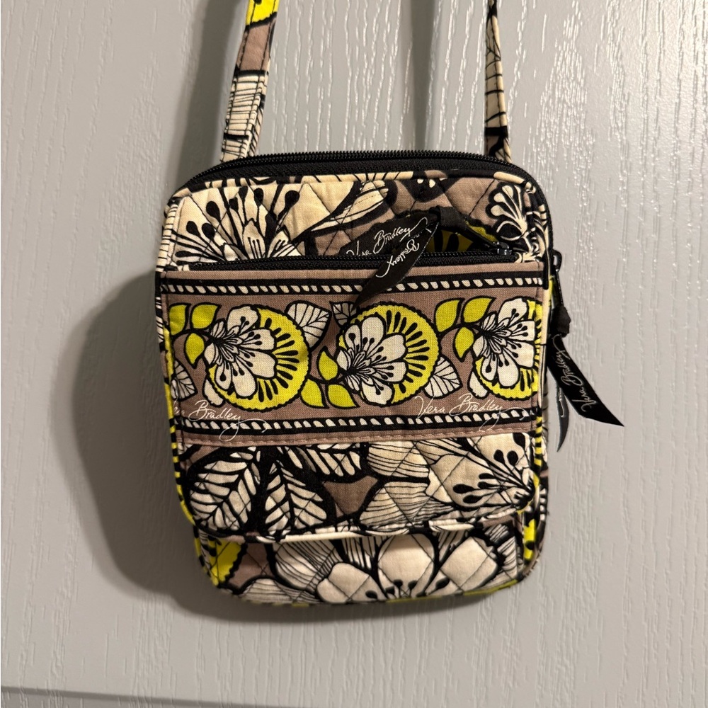 Vera Bradley Crossbody Bag - Black, Yellow, and Cream Floral